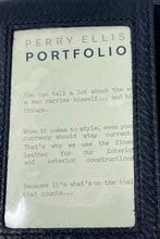 Load image into Gallery viewer, Perry Ellis Portfolio Mens Black Leather Credit Card Slots Trifold Wallet