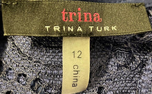 Load image into Gallery viewer, Trina Turk Womens Blue Lace Mai-Tai Short Sleeve Keyhole Sheath Dress Size 12