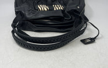 Load image into Gallery viewer, Jessica Simpson Womens Black Leather Inner Pocket Double Strap Satchel Handbag