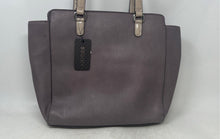 Load image into Gallery viewer, Guess Womens Dark Purple Faux Leather Turn Lock Pocket Satchel Bag With Tag