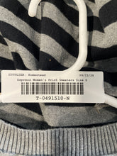 Load image into Gallery viewer, Express Womens Gray Black Striped Print Long Sleeve Pullover Sweater Size S