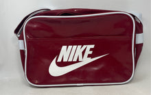 Load image into Gallery viewer, Nike Womens Red White Leather Adjustable Strap Travel Messenger Bag Size Small