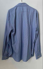 Load image into Gallery viewer, Michael Kors Mens Blue White Striped Print Dress Shirt Size Large