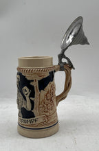 Load image into Gallery viewer, Ceramic Herz Ist Trumpf Lidded Mug Beer Stein 1693 Collectible Germany