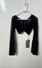 Load image into Gallery viewer, Sleevey Wonder Womens Black Mesh Cropped Blouse Top Size Medium With Tag