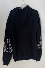 Load image into Gallery viewer, VVV The Brand Unisex Black Cotton Flame Long Sleeve Pullover Hoodie Size Small
