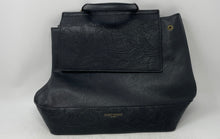 Load image into Gallery viewer, Darcy Marks London Womens Black Leather Floral Embossed Inner Pockets Backpack