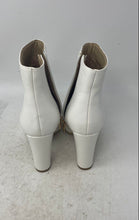 Load image into Gallery viewer, Idifu Womens White Pointed Toe Block Heel Side-Zip Ankle Booties Size 6