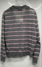 Load image into Gallery viewer, Zara Womens Gray Pink Striped Long Sleeve Polo Pullover Sweater Sz XL With Tags