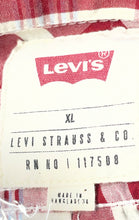 Load image into Gallery viewer, Levi's Mens Red White Plaid Long Sleeve Collared Button-Up Shirt Size XL