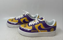 Load image into Gallery viewer, Nike Mens Air Force 1 Purple Yellow Los Angeles Lakers Sneaker Shoes Size EUR 38