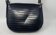 Load image into Gallery viewer, Jules Kae Jacqueline Womens Black Leather Crocodile Embossed Shoulder Bag