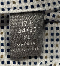 Load image into Gallery viewer, Michael Kors Mens Blue White Geometric Long Sleeve Slim Fit Dress Shirt Size XL