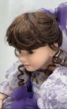Load image into Gallery viewer, Kids Ceramic Brown Hair & Eyes 2005 Baby Doll In Lavender Dress With Tags