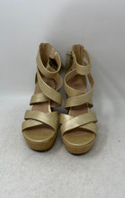 Load image into Gallery viewer, UGG Womens Raquel 1092254 Metallic Gold Wedge Heel Espadrille Sandals Size 8