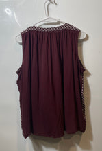 Load image into Gallery viewer, Ann Taylor Loft Womens Red White Geometric V-Neck Sleeveless Blouse Top Size LP