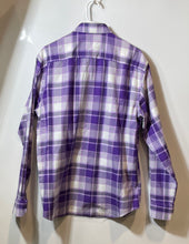 Load image into Gallery viewer, Bugatchi Mens Purple Plaid Long Sleeve Shaped Fit Button-Up Shirt Size Large