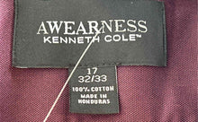 Load image into Gallery viewer, Kenneth Cole Awearness Mens Purple Cotton Non-Iron Slim Fit Dress Shirt Size 17