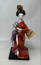 Load image into Gallery viewer, Vintage Style Chinese Floral Pattern Porcelain Doll With Red Kimono Outfit