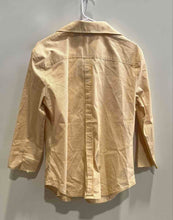 Load image into Gallery viewer, New York & Company Womens Yellow Striped Stretch 3/4 Sleeve Button-Up Shirt XL