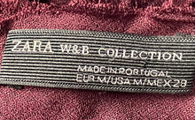 Load image into Gallery viewer, Zara W&B Collection Womens Burgundy Long Sleeve Round Neck Blouse Top Size M