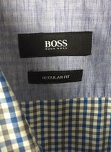 Load image into Gallery viewer, Hugo Boss Mens Gray Multicolor Plaid Short Sleeve Button-Up Shirt Size L