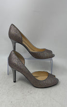 Load image into Gallery viewer, Marc Fisher Womens Joey 3 Silver Glitter Peep Toe D'Orsay Heels Size 8.5M