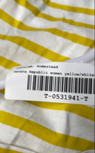 Load image into Gallery viewer, Banana Republic Womens Yellow White Striped Short Sleeve Pocket T-Shirt Size M
