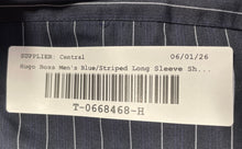 Load image into Gallery viewer, Hugo Boss Mens Blue White Pinstripe Cotton Long Sleeve Dress Shirt Sz 15.5 34/35