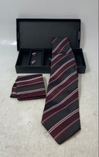 Load image into Gallery viewer, Unbranded Mens Multicolor Striped Silk Designer Tie With Accessories 3 Pcs