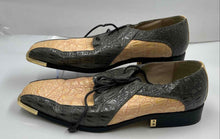 Load image into Gallery viewer, Hugo Vitelli Mens Gray Beige Leather Lace-Up Oxford Dress Shoes Size 10.5