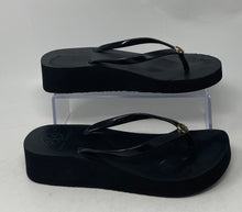 Load image into Gallery viewer, Authentic Tory Burch Womens Black Wedge Platform Flip Flop Sandals Size 6-7