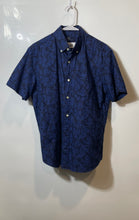 Load image into Gallery viewer, Gap Mens Blue Black Leaf Print Short Sleeve Collared Button-Up Shirt Size M