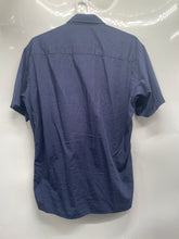 Load image into Gallery viewer, Fariani Mens Blue Cotton Short Sleeve Modern Fit Button-Up Shirt Size L