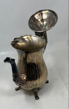 Load image into Gallery viewer, Silver-Tone Engraved Four Footed Scroll Handle Serving Tea Pot With Lid