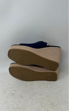 Load image into Gallery viewer, Marc Fisher Womens Blue Leather Studs Open Toe Wedge Espadrilles Sandals Size 9M