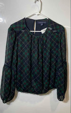 Load image into Gallery viewer, Tommy Hilfiger Womens Multicolor Plaid Sheer Long Sleeve Blouse Top Size M