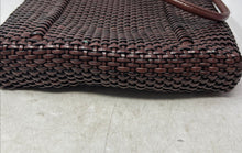 Load image into Gallery viewer, Nine West Womens Brown Woven Leather Inner Pockets Double Handle Shoulder Purse