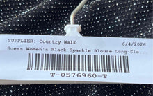 Load image into Gallery viewer, Guess Womens Black Sparkle Long Sleeve One-Shoulder Blouse Top Size Medium
