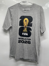 Load image into Gallery viewer, Kids Gray Heather FIFA World Cup 26 Short Sleeve Graphic Pullover T-Shirt Size L