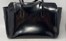 Load image into Gallery viewer, Amber Rose Womens Black Leather Double Handle Zip Top Shoulder Tote Bag