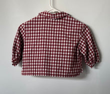 Load image into Gallery viewer, Zara Womens Red White Gingham Short Sleeve Cropped Blouse Top Size 2/3