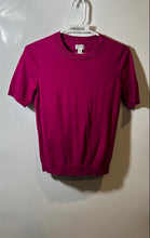 Load image into Gallery viewer, J.Crew Womens Fuchsia Cotton Short Sleeve Crew Neck Pullover Sweater Size XS