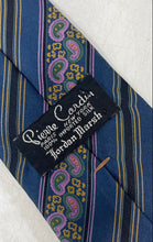 Load image into Gallery viewer, Pierre Cardin Mens Blue Striped Paisley Print Silk Adjustable Designer Tie