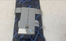Load image into Gallery viewer, Geoffrey Beene Mens Blue Black Geometric Print Adjustable Designer Tie With Tags