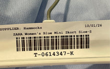Load image into Gallery viewer, Zara Womens Blue Regular Fit Front Slit Side Zip Mini Skort Size Small
