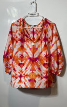 Load image into Gallery viewer, Calvin Klein Womens Orange White Tie-Dye 3/4 Sleeve Blouse Top Size Medium