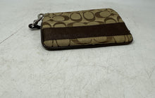 Load image into Gallery viewer, Coach Womens Camel Brown Monogram Print Detachable Strap Zip Top Wristlet Wallet