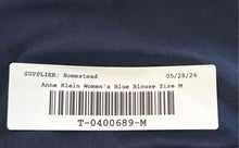 Load image into Gallery viewer, Anne Klein Womens Blue Split V-Neck 3/4 Sleeve Chest Pocket Blouse Top Size M