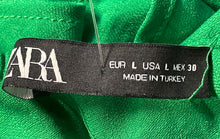 Load image into Gallery viewer, Zara Womens Green One Shoulder Stretch Comfort Ruffled Mini Dress Size L